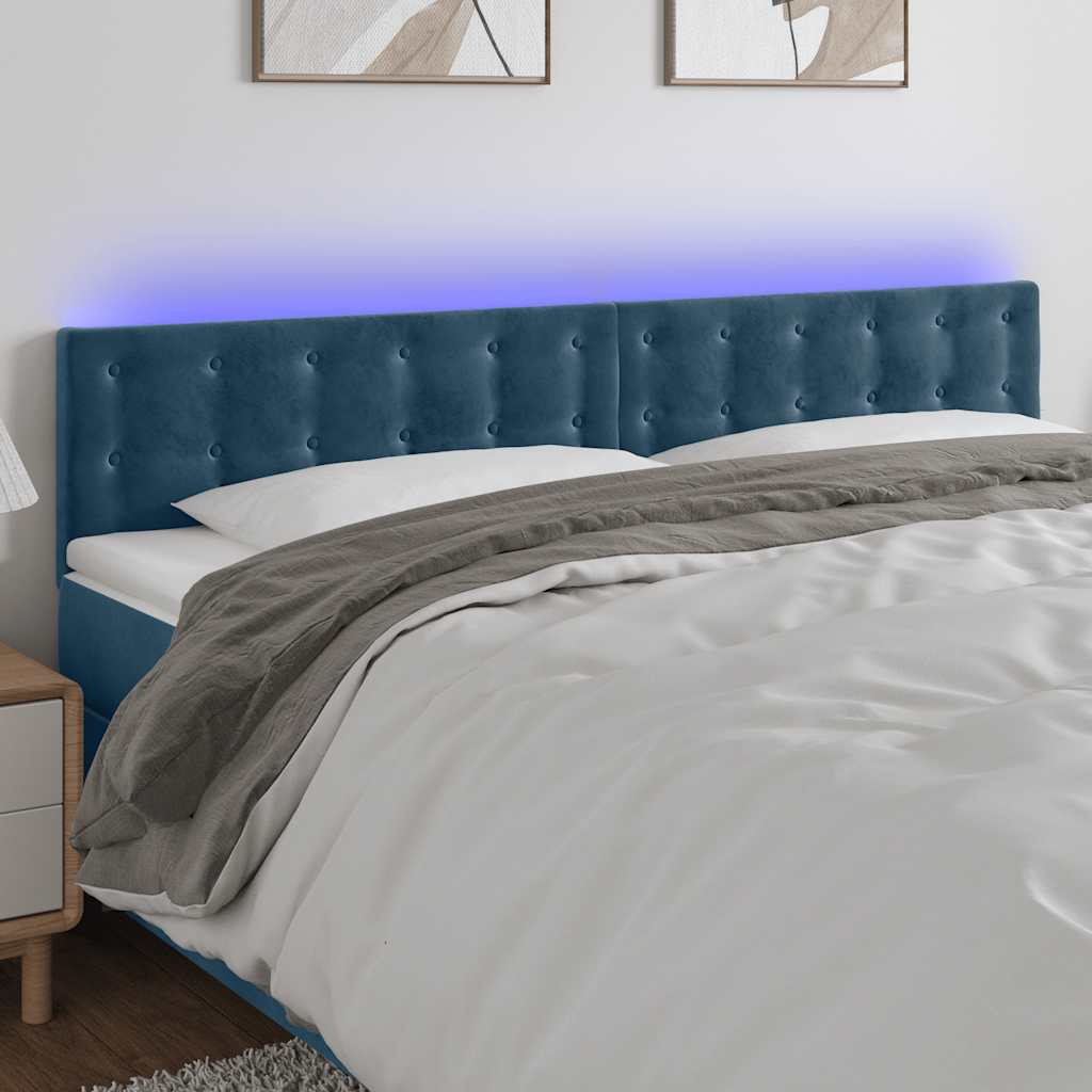 Testiera a LED Blu scuro 160x5x78/88 cm in Tessuto