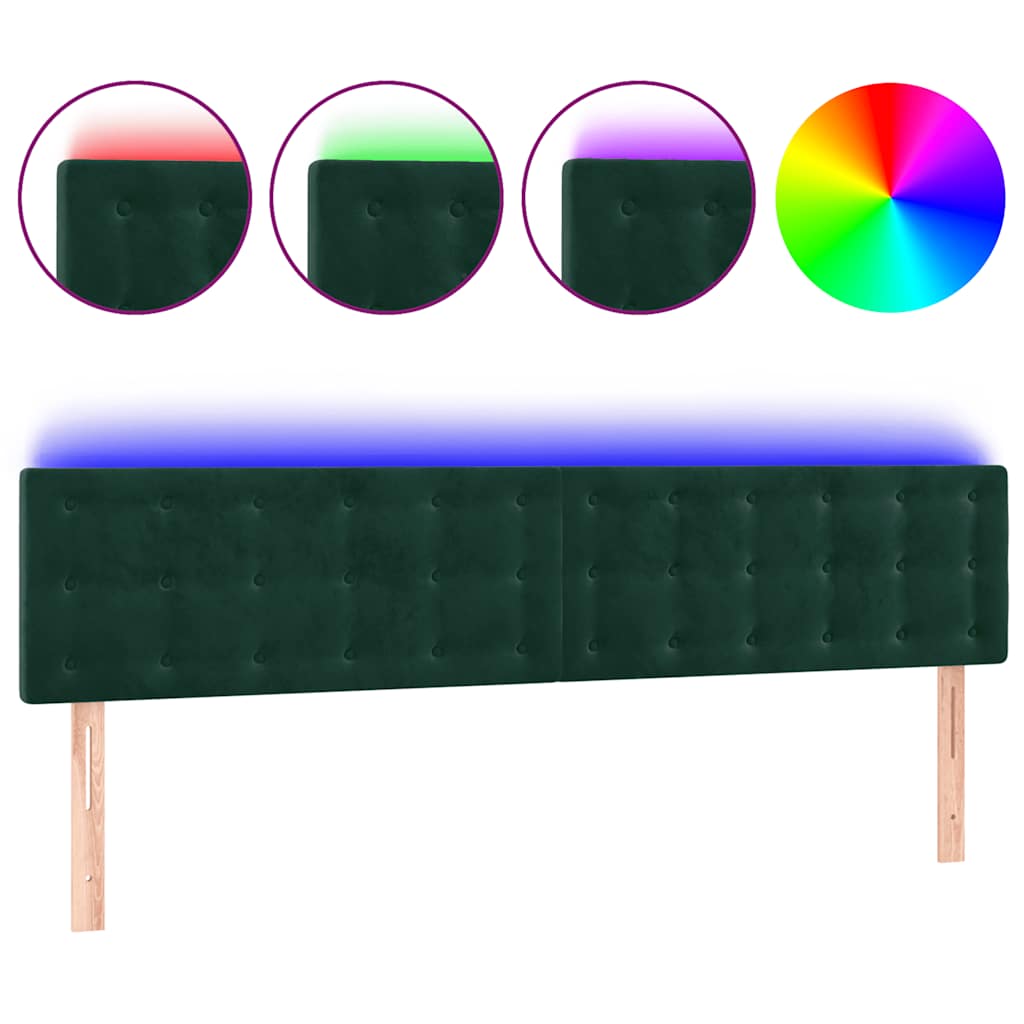 Testiera a LED Verde Scuro 180x5x78/88 cm in Velluto