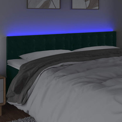 Testiera a LED Verde Scuro 180x5x78/88 cm in Velluto