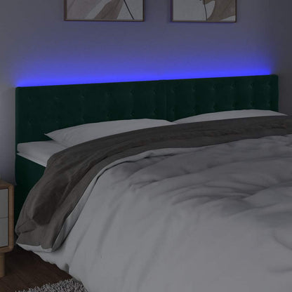 Testiera a LED Verde Scuro 200x5x78/88 cm in Velluto
