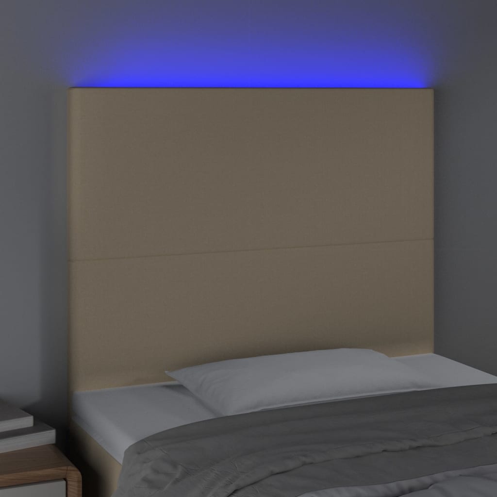 Testiera a LED Crema 100x5x118/128 cm in Tessuto