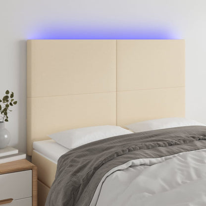 Testiera a LED Crema 144x5x118/128 cm in Tessuto