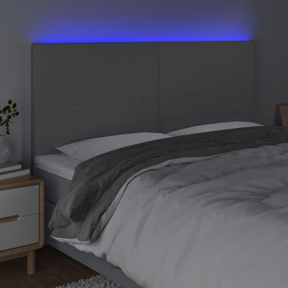 Testiera a LED Grigio Chiaro 160x5x118/128 cm in Tessuto