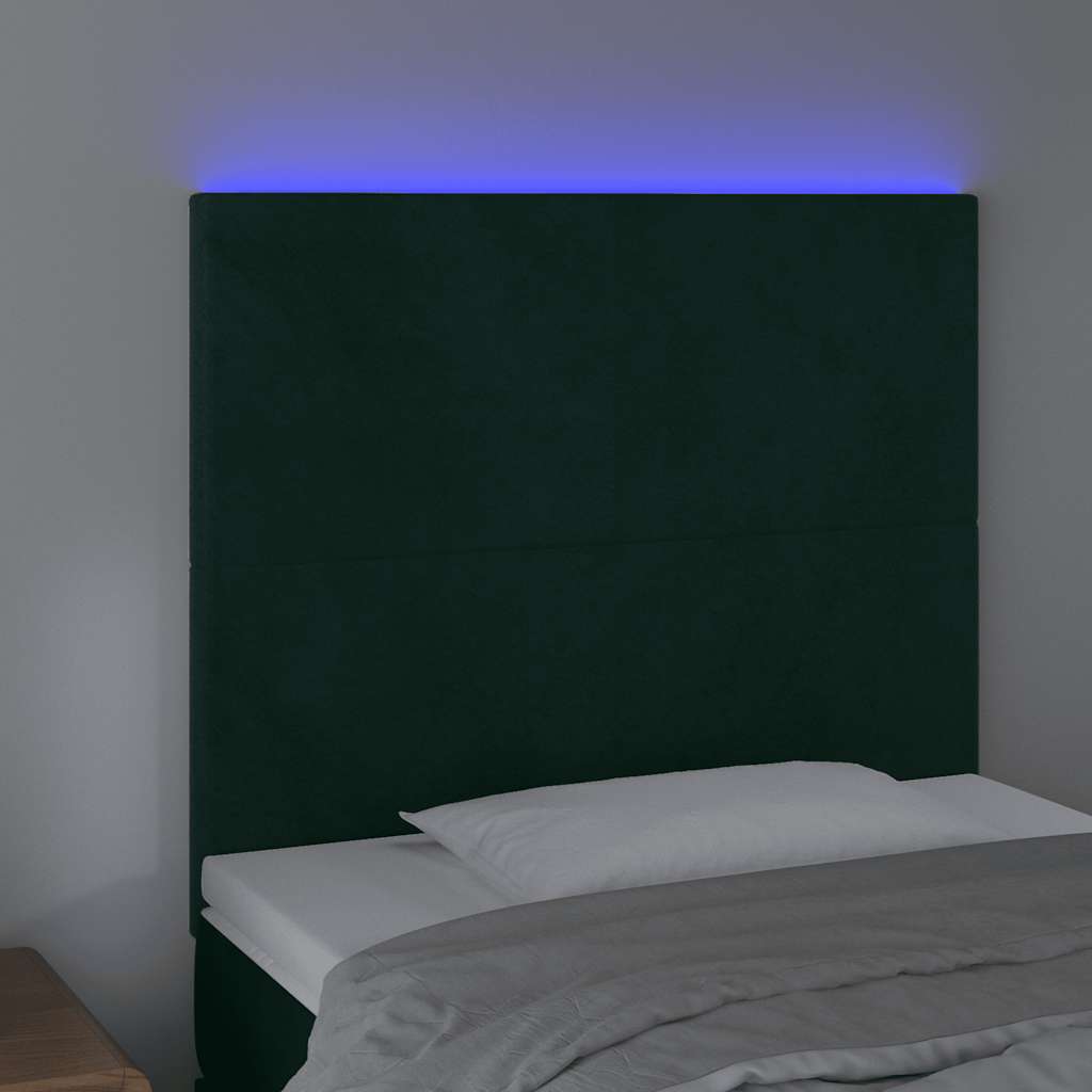 Testiera a LED verde Scuro 80x5x118/128 cm in Velluto