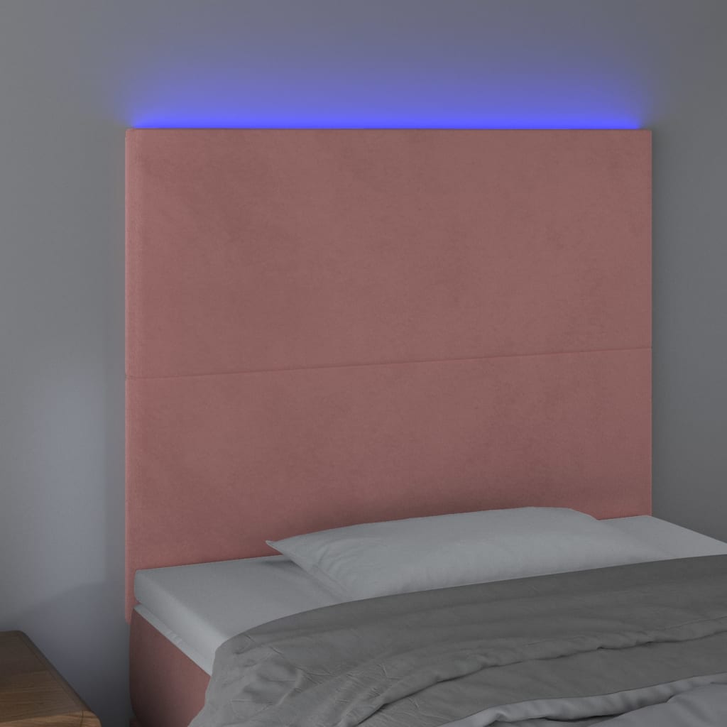 Testiera a LED Rosa 80x5x118/128 cm in Velluto