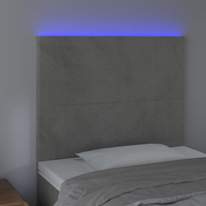 Testiera a LED Grigio Chiaro 100x5x118/128 cm in Velluto