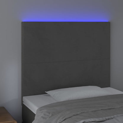 Testiera a LED GrigioScuro 100x5x118/128cm in Velluto