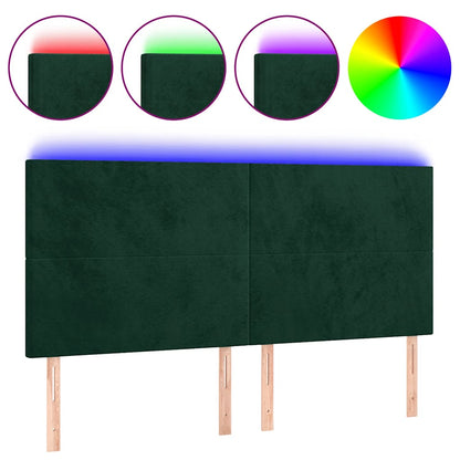 Testiera a LED Verde Scuro 160x5x118/128cm in Velluto