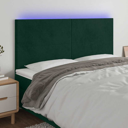 Testiera a LED Verde Scuro 160x5x118/128cm in Velluto