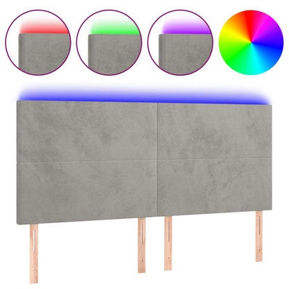 Testiera a LED Grigio Chiaro 180x5x118/128 cm in Velluto
