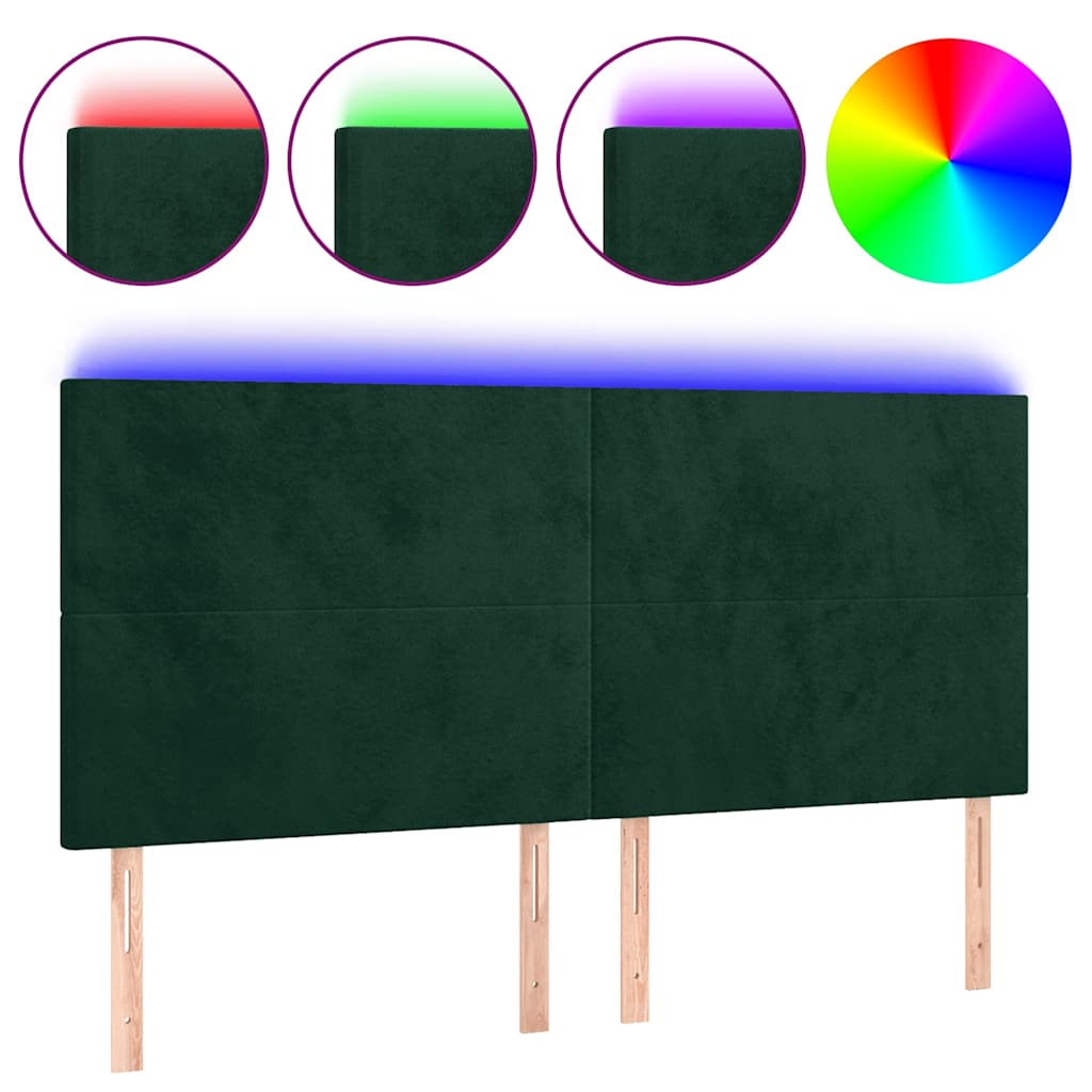 Testiera a LED Verde Scuro 180x5x118/128cm in Velluto