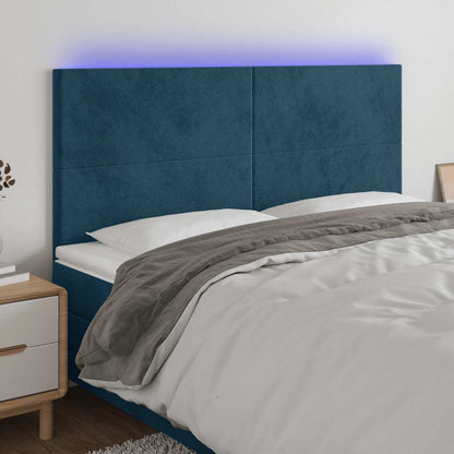 Testiera a LED Blu Scuro 180x5x118/128 cm in Velluto