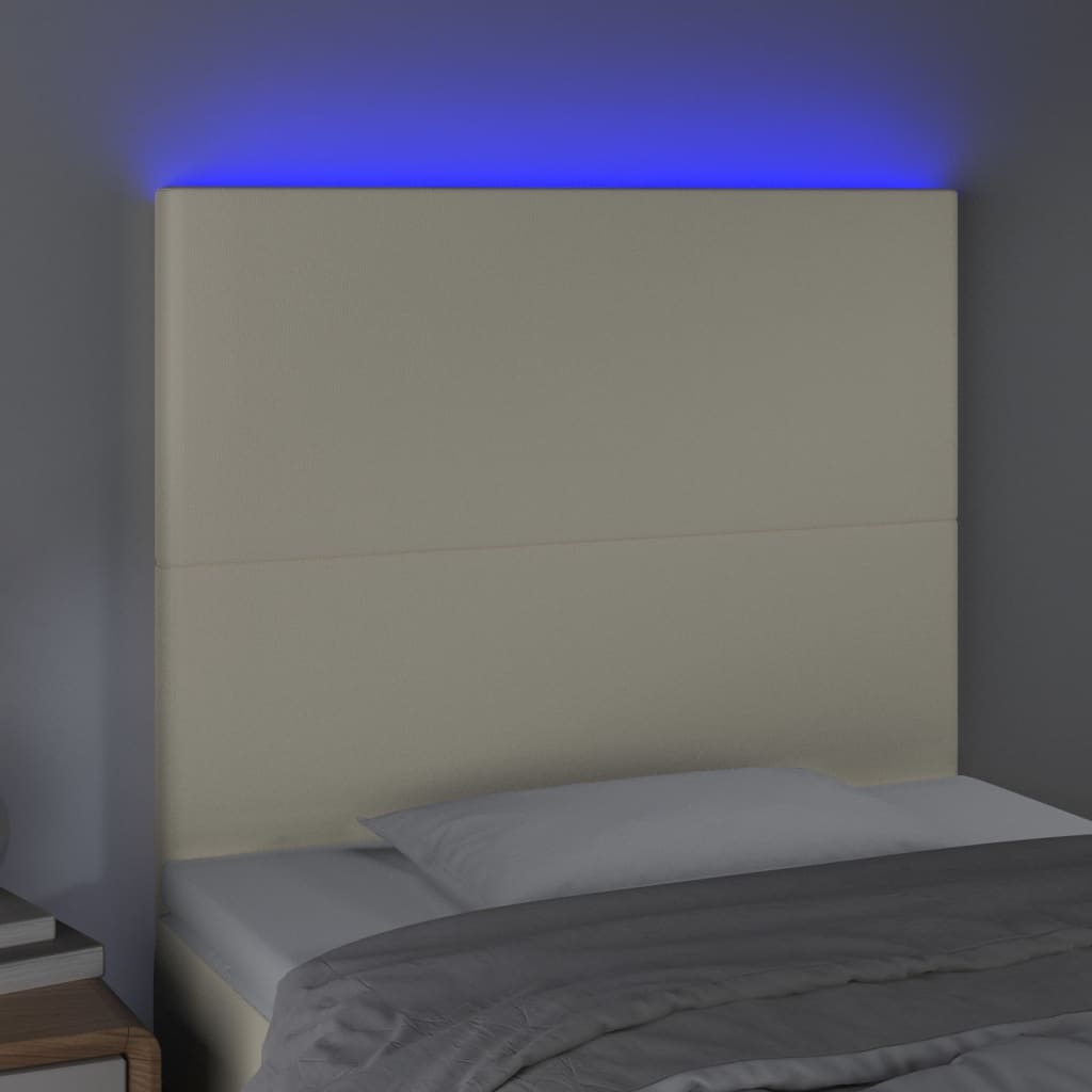Testiera a LED Crema 80x5x118/128 cm in Similpelle