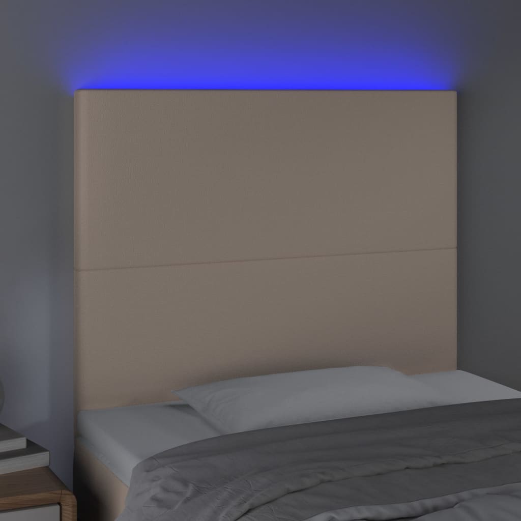 Testiera a LED Cappuccino 80x5x118/128 cm in Similpelle