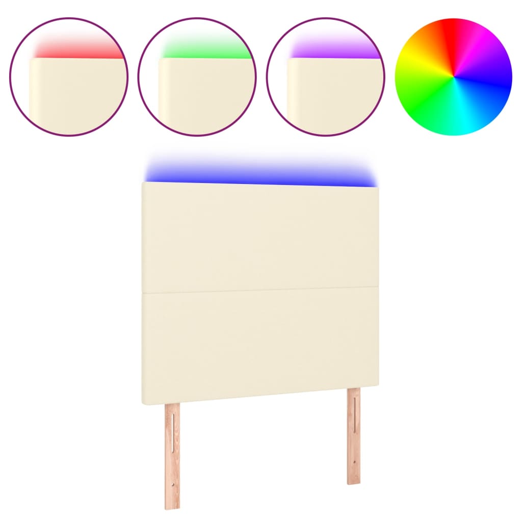 Testiera a LED Crema 90x5x118/128 cm in Similpelle
