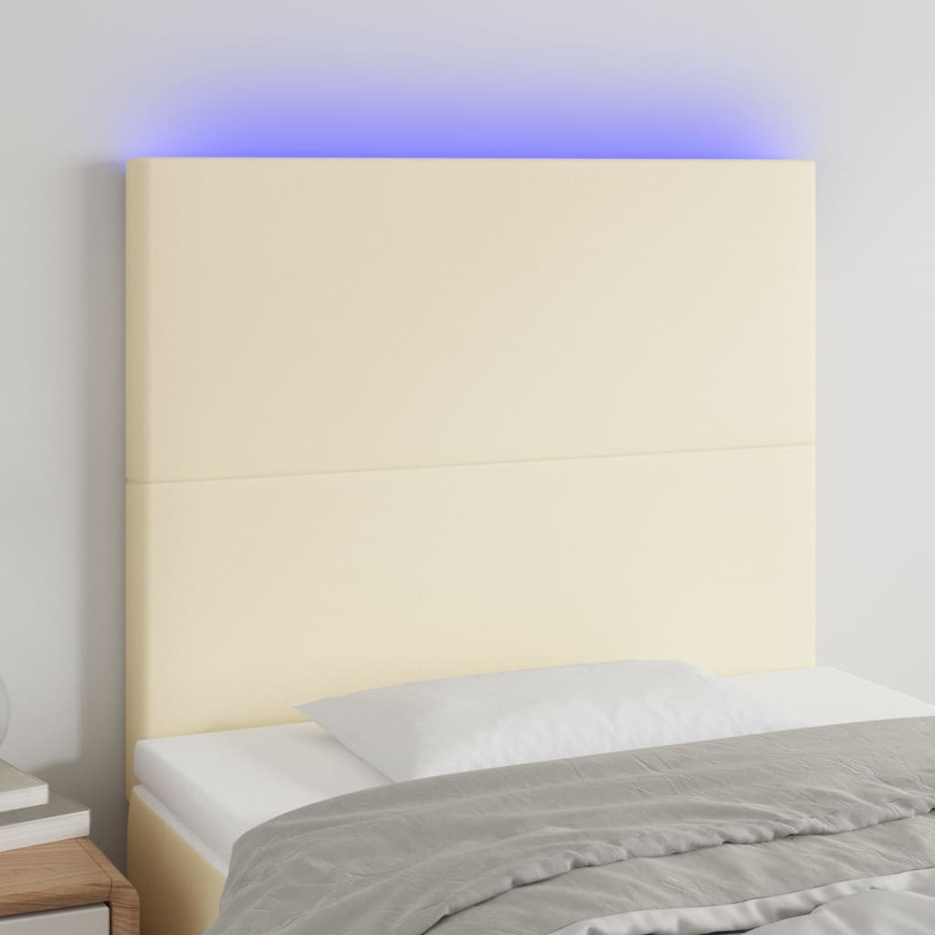 Testiera a LED Crema 90x5x118/128 cm in Similpelle
