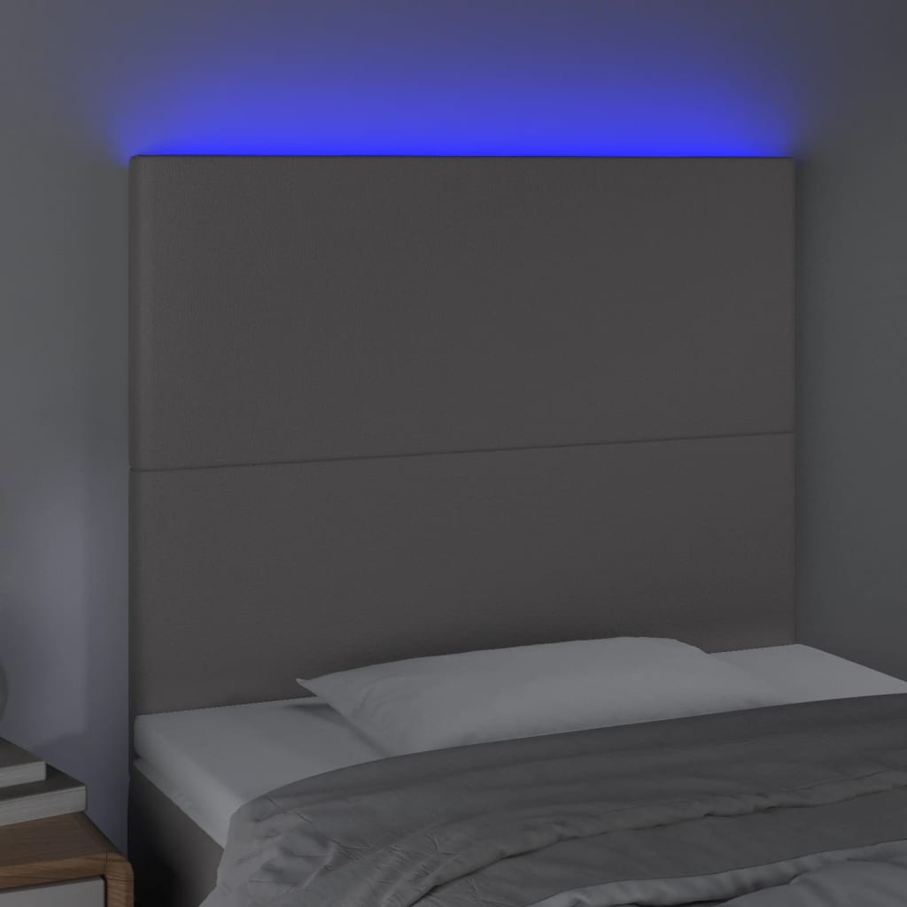 Testiera a LED Grigio 90x5x118/128 cm in Similpelle