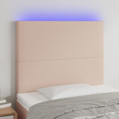 Testiera a LED Cappuccino 90x5x118/128 cm in Similpelle