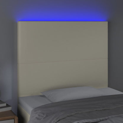 Testiera a LED Crema 100x5x118/128 cm in Similpelle