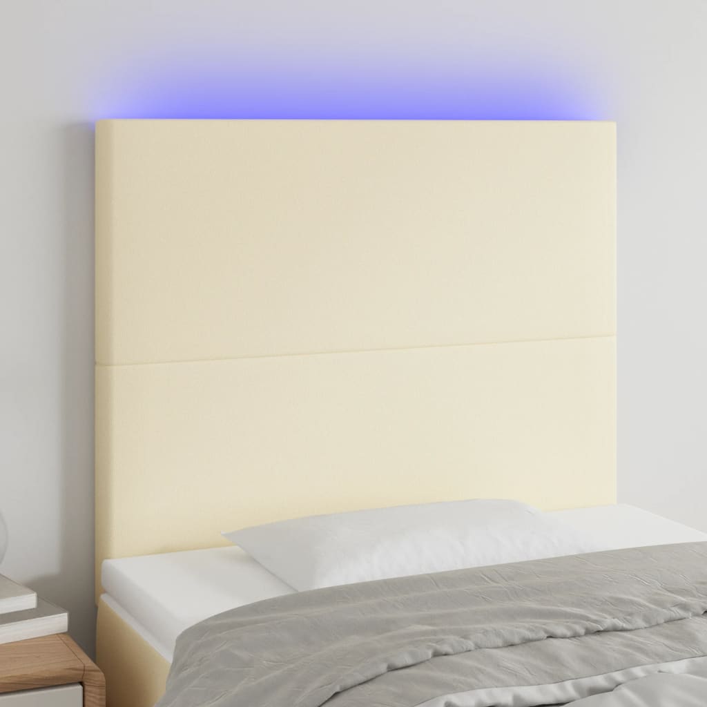 Testiera a LED Crema 100x5x118/128 cm in Similpelle