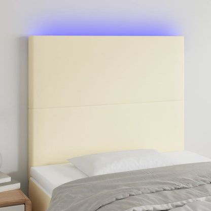 Testiera a LED Crema 100x5x118/128 cm in Similpelle