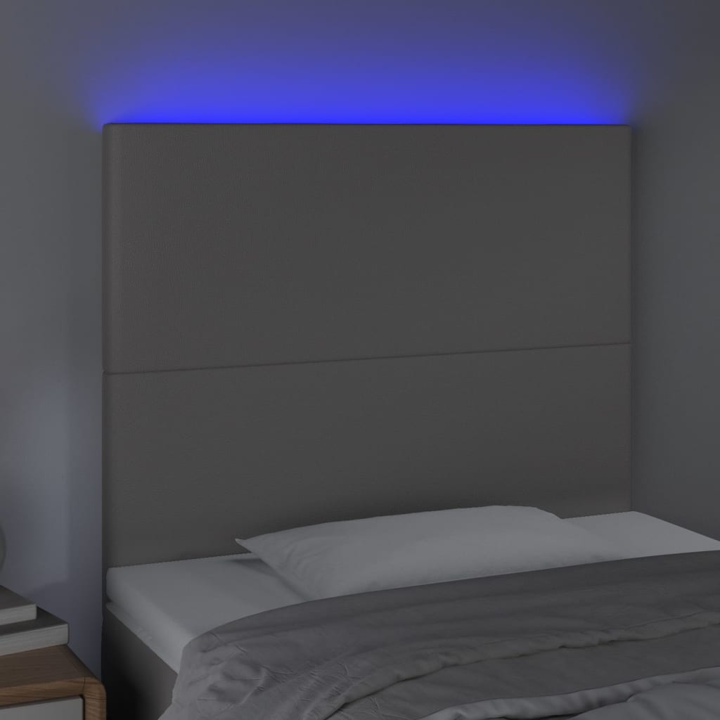 Testiera a LED Grigio 100x5x118/128cm in Similpelle