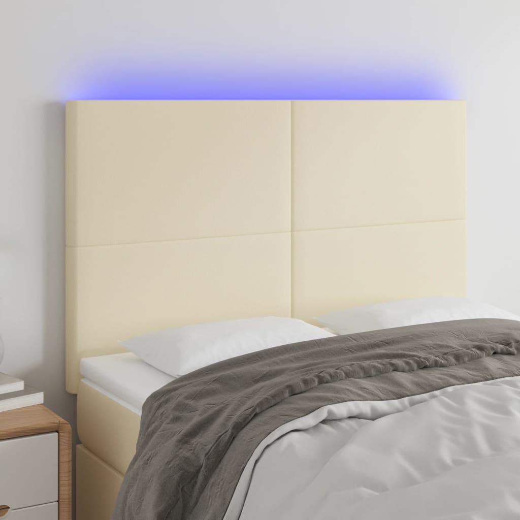 Testiera a LED Crema 144x5x118/128 cm in Similpelle