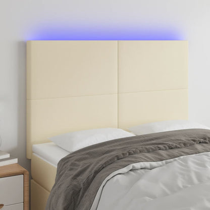 Testiera a LED Crema 144x5x118/128 cm in Similpelle