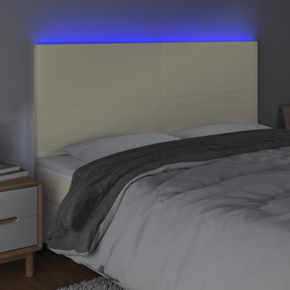 Testiera a LED Crema 200x5x118/128 cm in Similpelle
