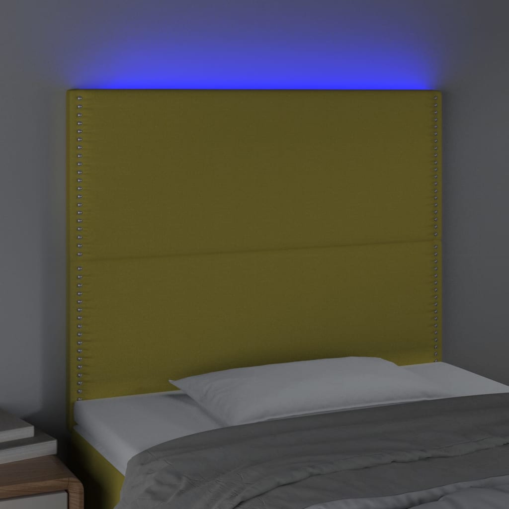 Testiera a LED Verde 80x5x118/128 cm in Tessuto
