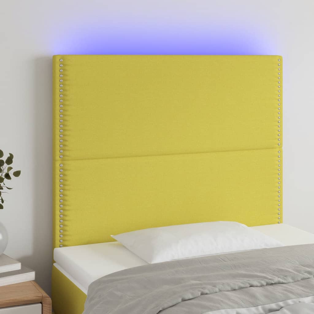 Testiera a LED Verde 80x5x118/128 cm in Tessuto