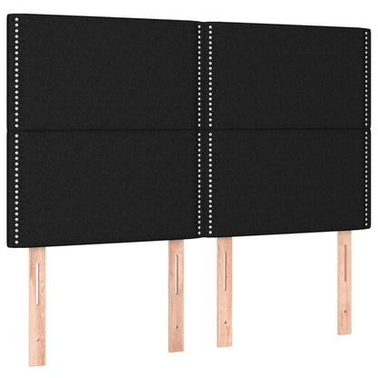 Testiera a LED Nera 144x5x118/128 cm in Tessuto