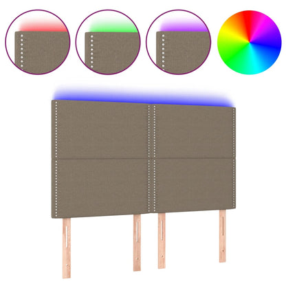 Testiera a LED Tortora 144x5x118/128 cm in Tessuto