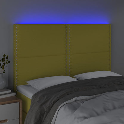 Testiera a LED Verde 144x5x118/128 cm in Tessuto