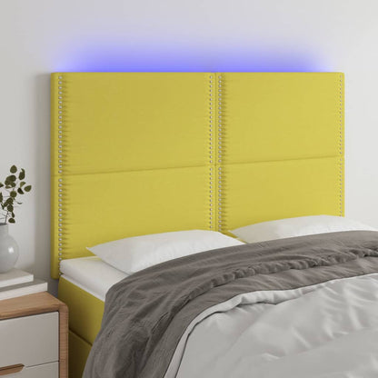Testiera a LED Verde 144x5x118/128 cm in Tessuto
