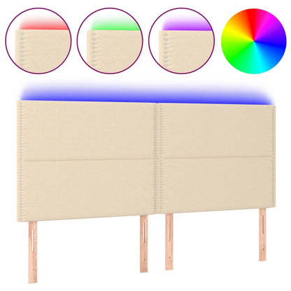 Testiera a LED crema 200x5x118/128cm in Tessuto