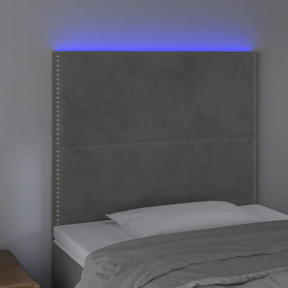 Testiera a LED Grigio Chiaro 80x5x118/128 cm in Velluto