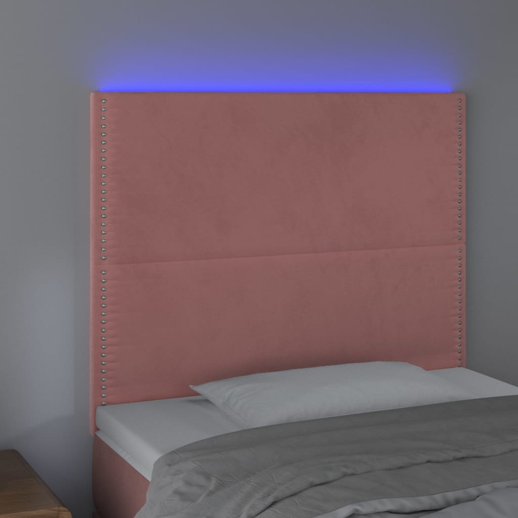 Testiera a LED Rosa 80x5x118/128 cm in Velluto