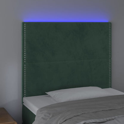 Testiera a LED Verde Scuro 90x5x118/128 cm in Velluto