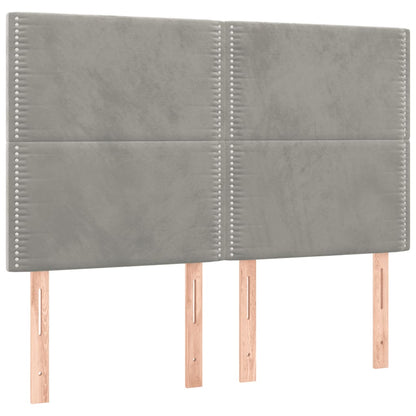 Testiera a LED Grigio Chiaro 144x5x118/128 cm in Velluto