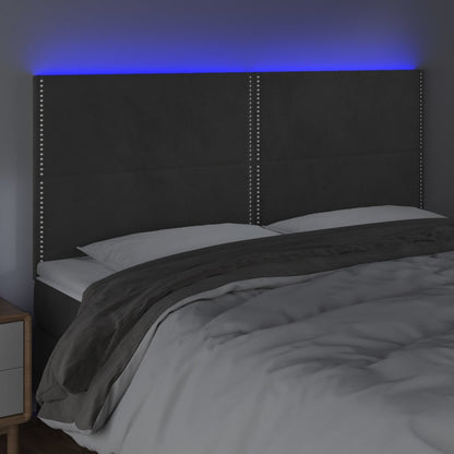 Testiera a LED GrigioScuro 180x5x118/128cm in Velluto