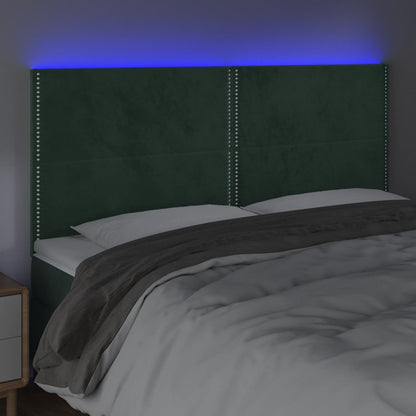 Testiera a LED Verde Scuro 180x5x118/128cm in Velluto