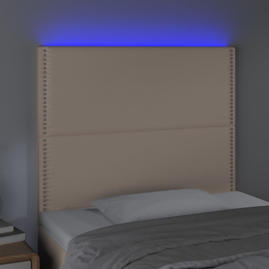 Testiera a LED Cappuccino 90x5x118/128 cm in Similpelle