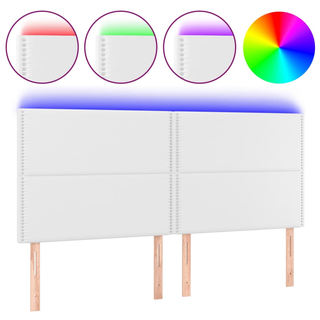Testiera a LED Bianco 160x5x118/128 cm in Similpelle