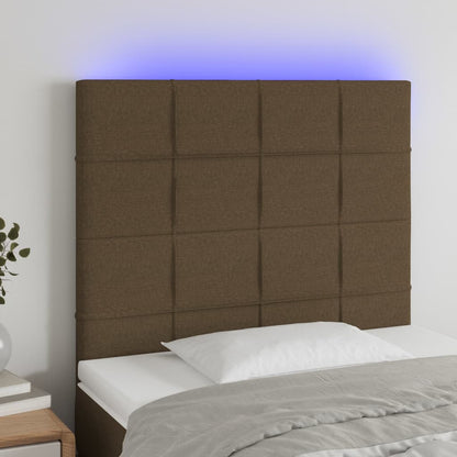 Testiera a LED Marrone Scuro 80x5x118/128 cm in Tessuto