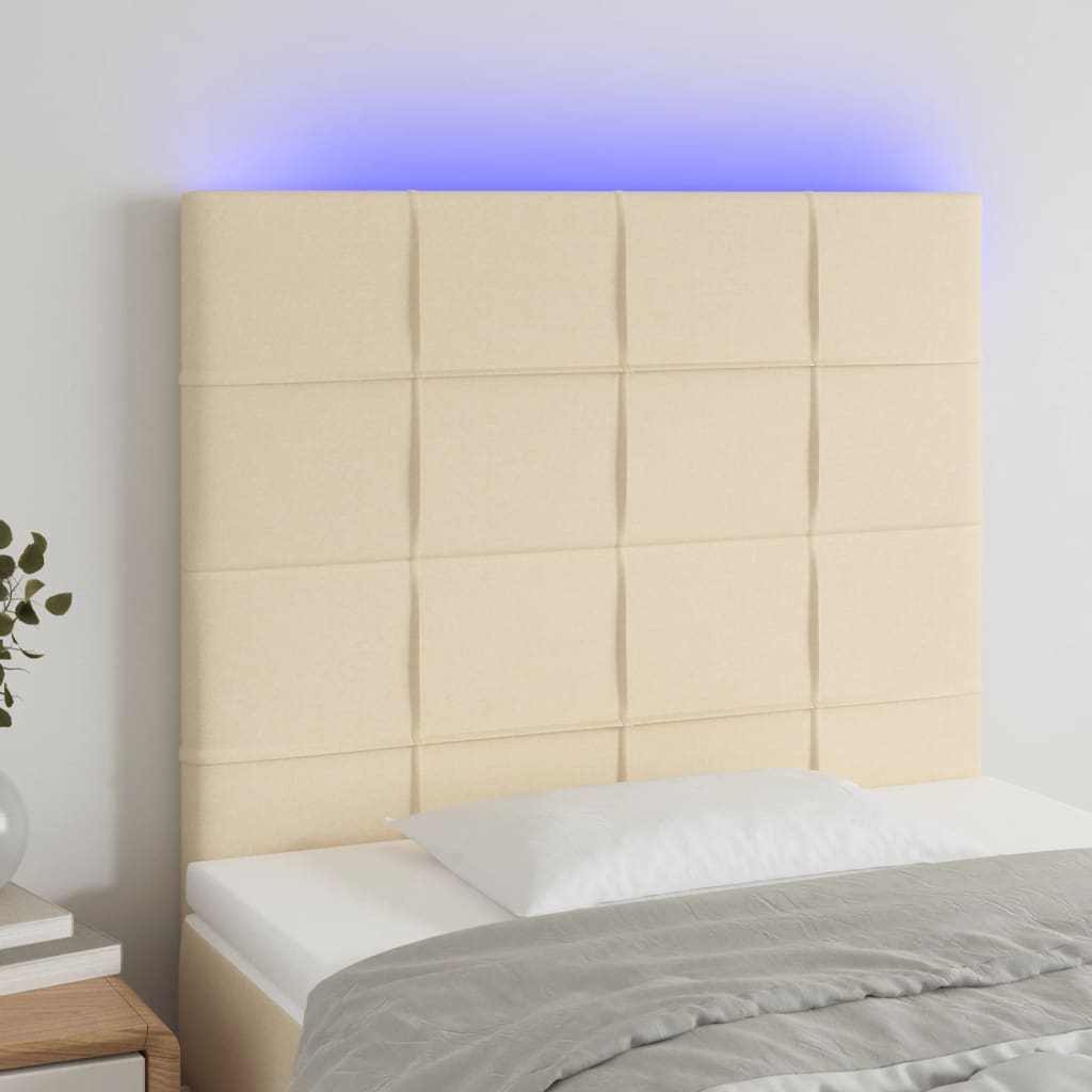 Testiera a LED Crema 80x5x118/128 cm in Tessuto