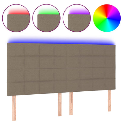 Testiera a LED Tortora 160x5x118/128 cm in Tessuto