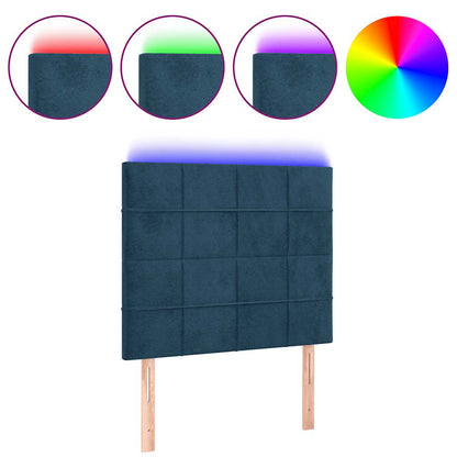 Testiera a LED Blu Scuro 90x5x118/128 cm in Velluto