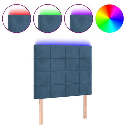 Testiera a LED Blu Scuro 90x5x118/128 cm in Velluto