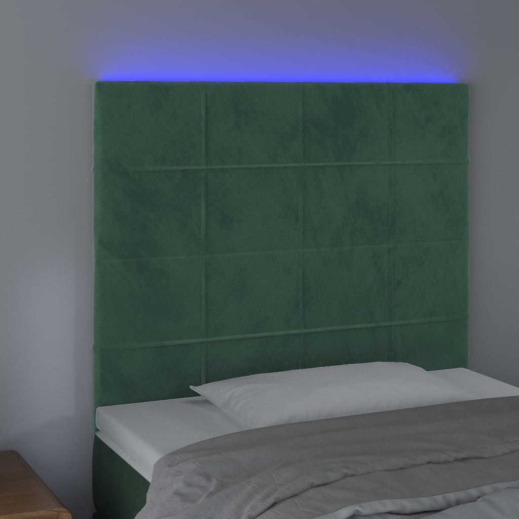 Testiera a LED Verde Scuro 100x5x118/128cm in Velluto